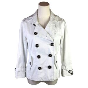 Anthropologie Luii White Double Breasted Trench Jacket Size Small